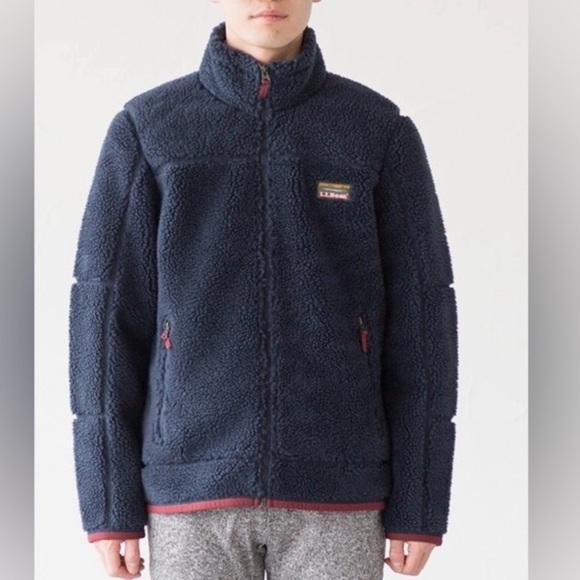 L.L.Bean Sherpa Fleece Jacket Men’s Medium Regular Blue Full Zip